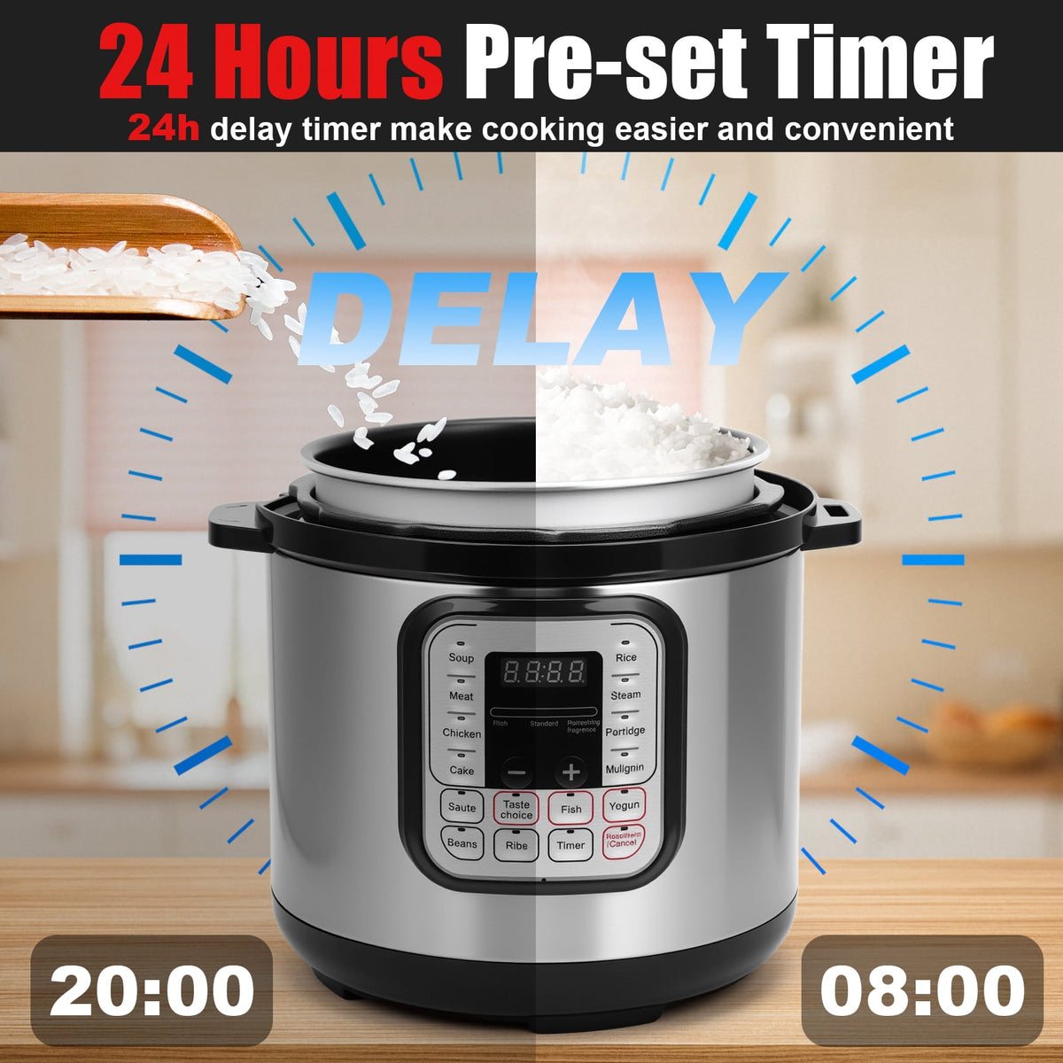 8.5 Quart Electric Pressure Cooker, 16-in-1 Multi-Functional Slow Cooker, Rice Cooker, Saute Pan, Soup Pot, Egg Cooker, Warmer, Preset Cooking, Stainless Steel