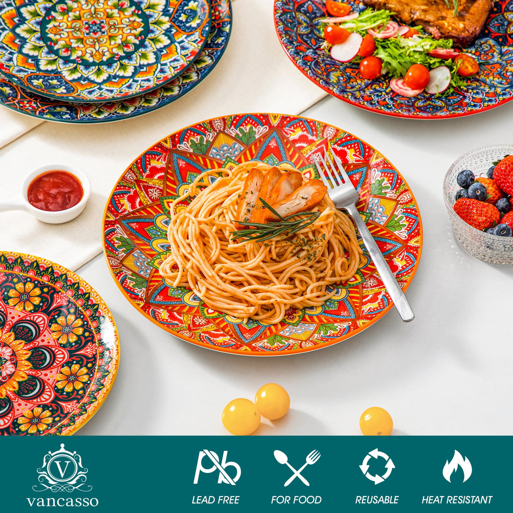 Vancasso Ceramic Dinner Plates Set of 6,10.5" Reactive Glaze Porcelain Plates, Bohemian Style Dinnerware Dishes Set for Kitchen, Scratch Resistant, Series LUMI