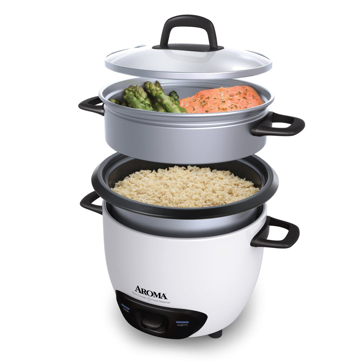 AROMA® 14-Cup (Cooked) / 3Qt. Rice & Grain Cooker, White, New, ARC-747-1NG