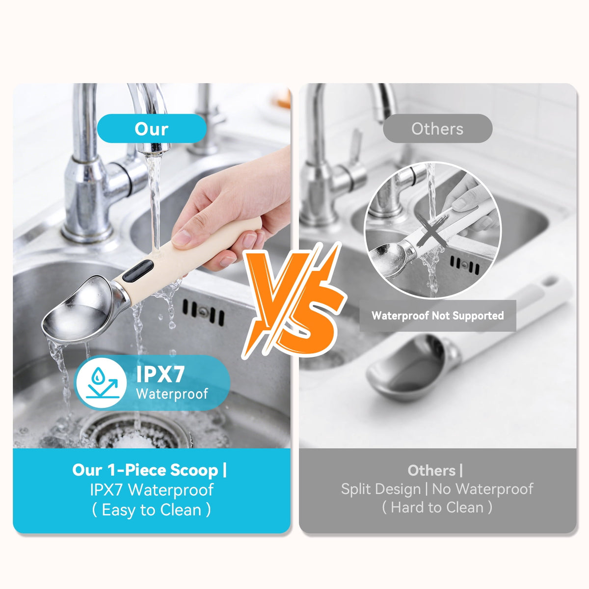 Heated Ice Cream Scoop Rapid Heating Food Grade Stainless Steel 3-Level Temperature Control Waterproof, Effortless Scooping for Seniors, Kids & Women