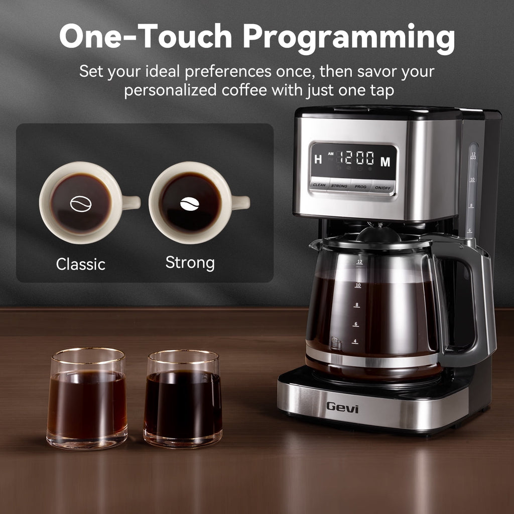 Gevi 14-Cup Programmable Drip Coffee Maker, Stainless Steel Smart Coffee Pot with Touch Control & Automatic Clean, Summer Edition
