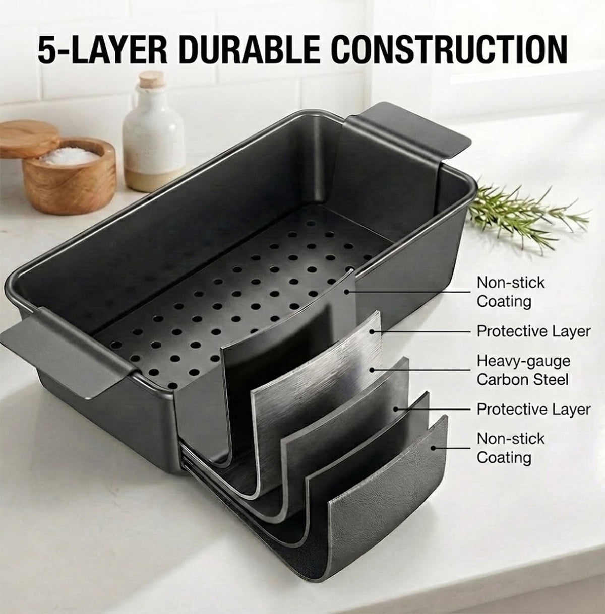 LIMICAR 2 Pack Meatloaf Pan with Drain Tray, Nonstick Baking Loaf Pan for Roasting Meat,Bread,Turkey Meatloaf,Reduce Fat and Keep Healthy,9 x 5 Inch