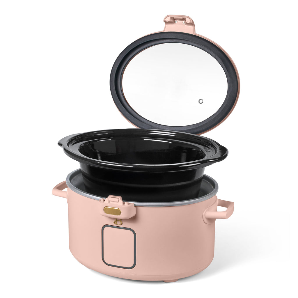 Beautiful 4 Qt Digital Slow Cooker with Hinged Locking Lid, Thyme Green by Drew Barrymore
