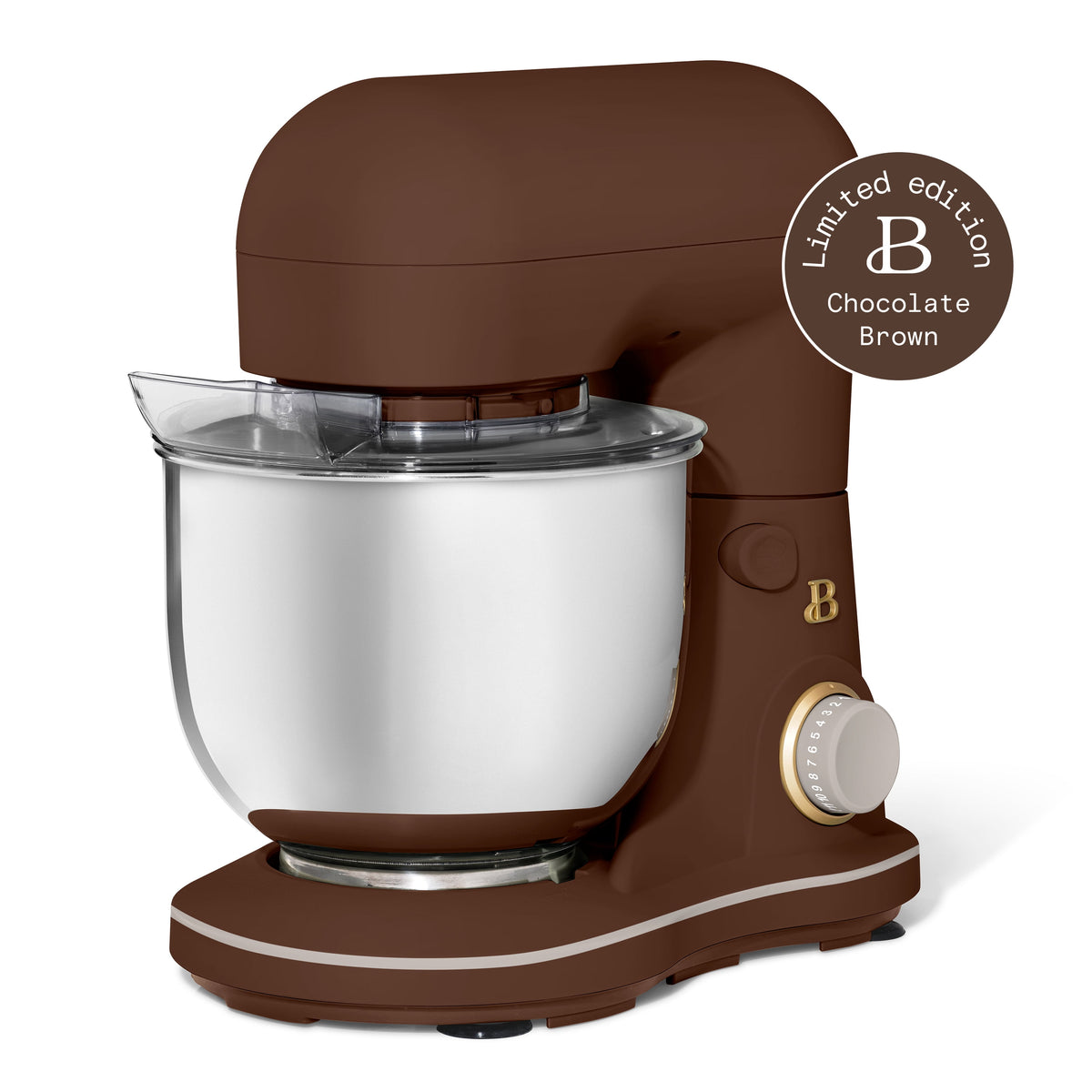 Beautiful 3.5 Qt Stand Mixer with Flat Beater, Dough Hook, Balloon Whisk, Chocolate by Drew Barrymore