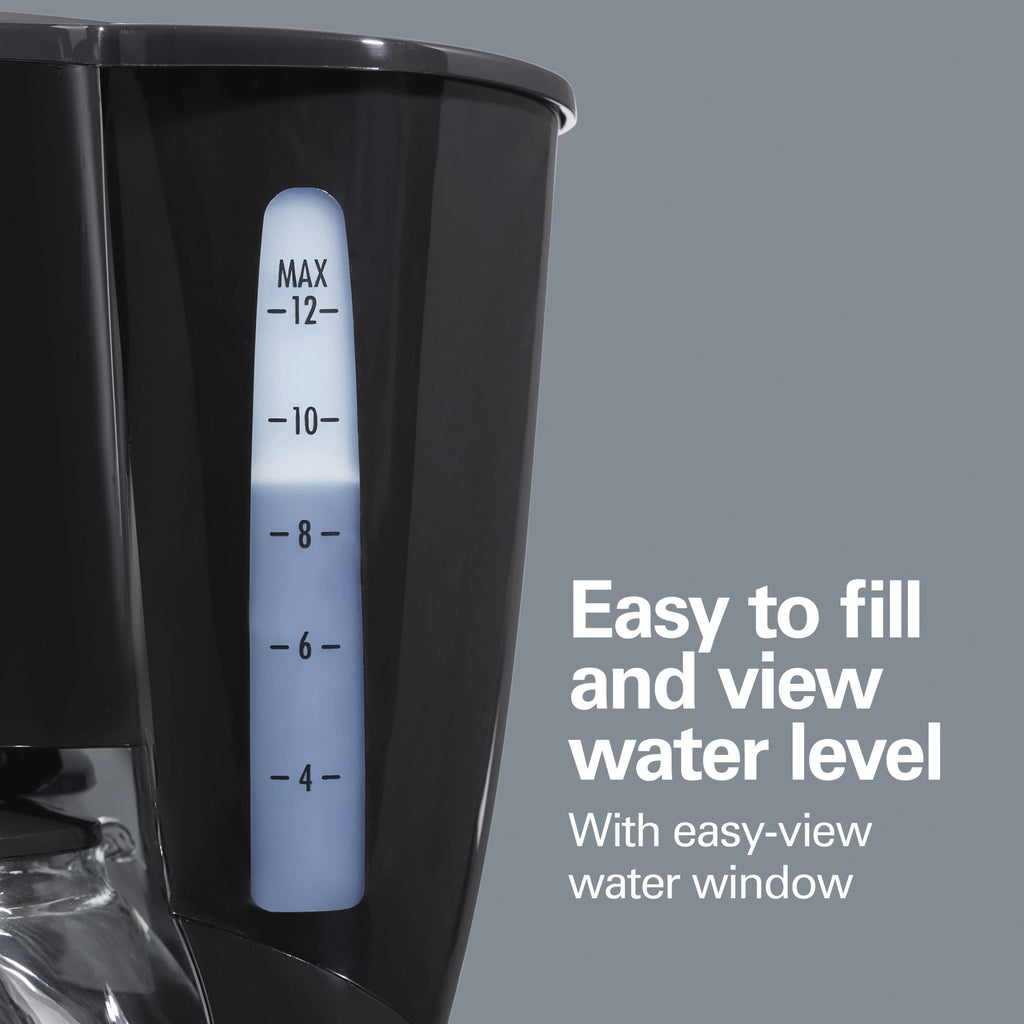 Hamilton Beach 12 Cup Programmable Coffee Maker, Glass Carafe, Matte Black