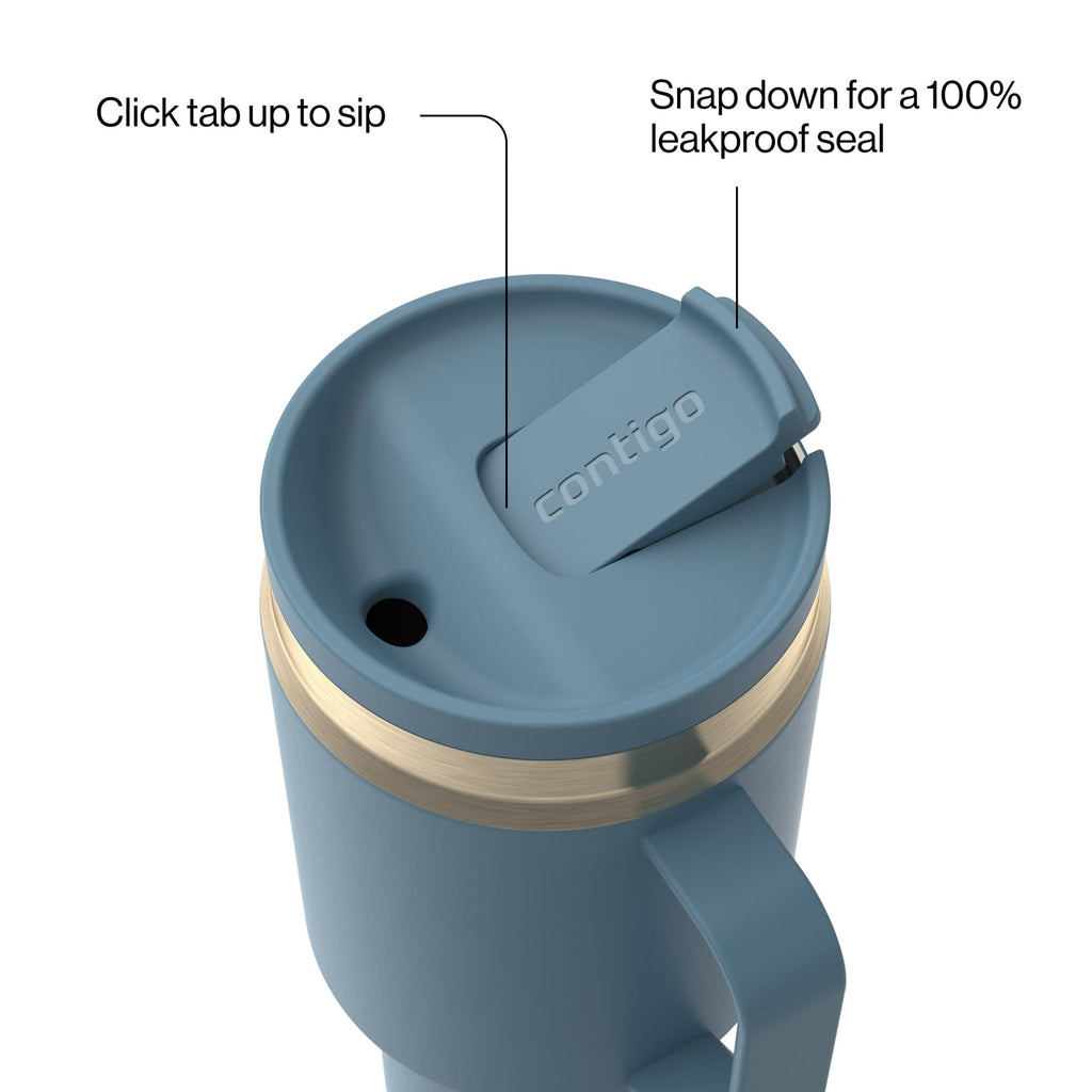 Contigo 30oz SnapSeal Insulated Stainless Steel Tumbler with Straw, Licorice Black/Bronze