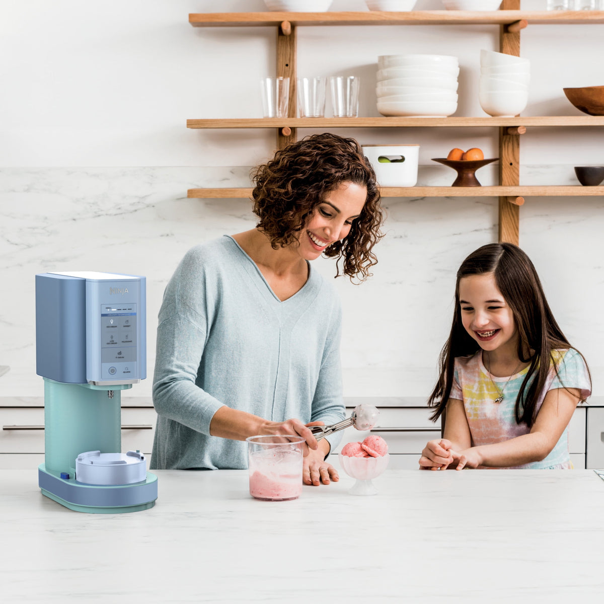 Ninja CREAMi Ice Cream Maker, for Mix-ins, Milkshakes, Sorbet, 5 One-Touch Programs, (2) 16 Oz Pint Containers & Lids, NC300WH White