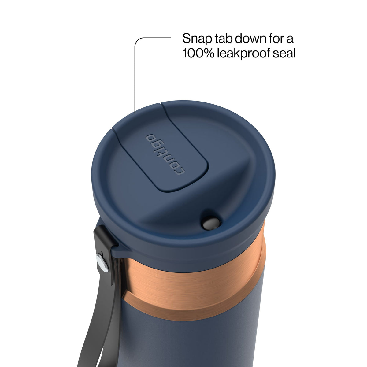 Contigo 16oz SnapSeal Insulated Stainless Steel Water Bottle, Licorice Black/Bronze