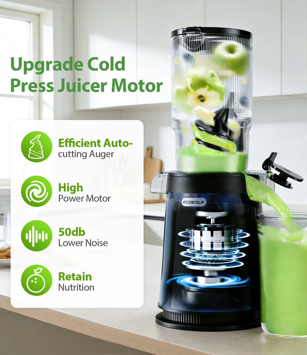 Juicer Machine with 4.35" Wide Mouth, Aeitto Cold Press Juicer Machine for Fruits and Vegetables, Slow Masticating Juicer Whole Fruit Juice Maker, High Juice Yield, Easy to Clean with Brush, Coal