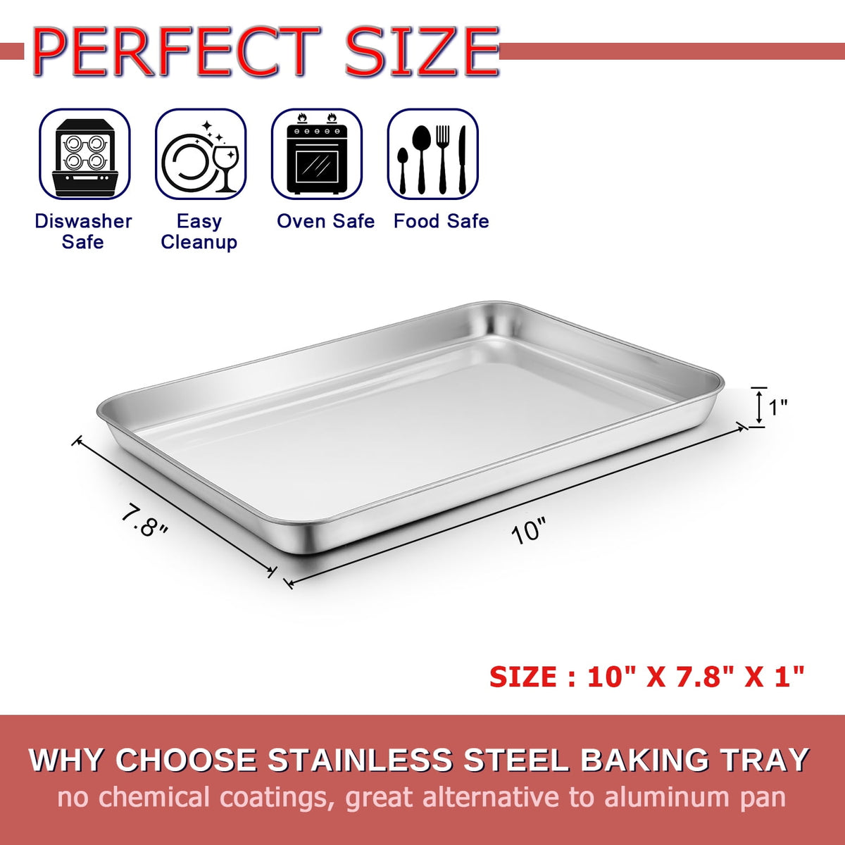 Vesteel 20" x 14" x 1" Extra Large Baking Sheet Set of 2, Heavy Duty Stainless Steel Cookie Sheet Baking Pan for Oven, Non-Stick & Dishwasher Safe