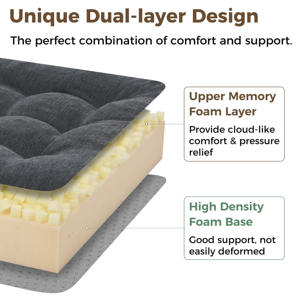 baibu Recliner Cushion 20-Inch Extra Large Seat Cushion Tufted Memory Foam Dual-layer Design Chair Cushion for Recliner Armchair Couch, Brown