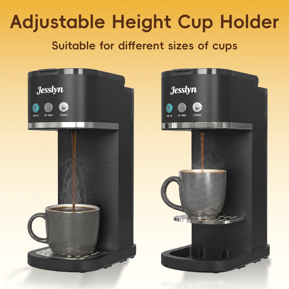 Jesslyn Single Serve Coffee Maker: Coffee Machine Compatible with K Cup Capsules & Grounds, Black