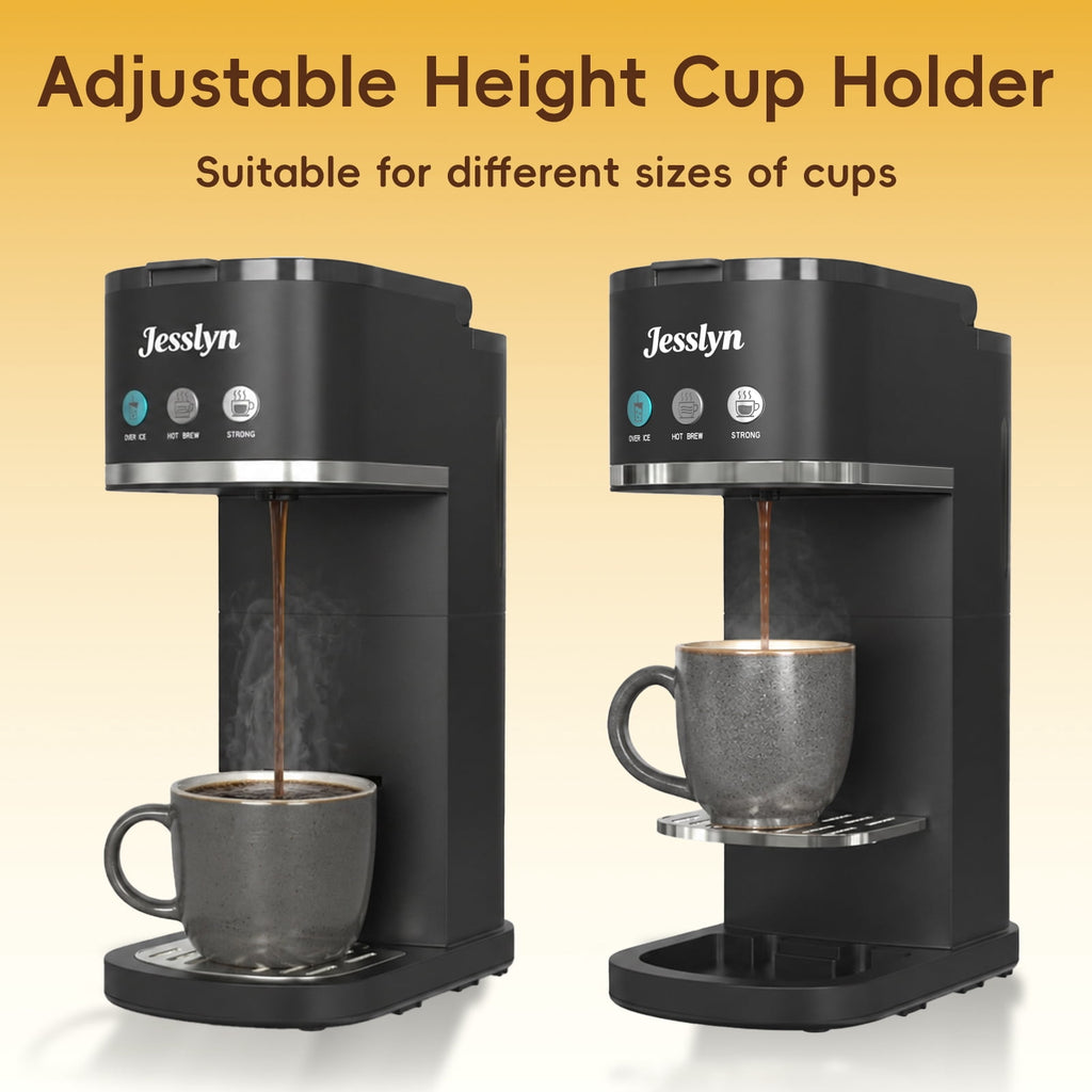 Jesslyn Single Serve Coffee Maker Compatible with K Cup Capsules & Grounds, Black