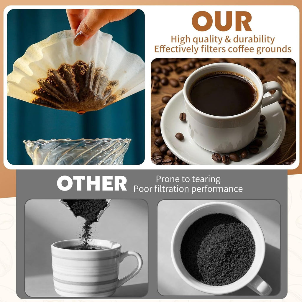 DTFMZOV 5 Cup Basket Coffee Filter, 250 Count Coffee Filters for 5 Cup Coffee Maker, Disposable Paper Coffee Filters for Mini Brew, White