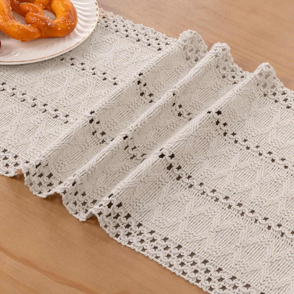 MeyJey Table Runner and Placemats Set of 4, Washable Fabric Rectangle Dining Table Mats with Tassels for Dining Tables, Kitchen, Red/Beige