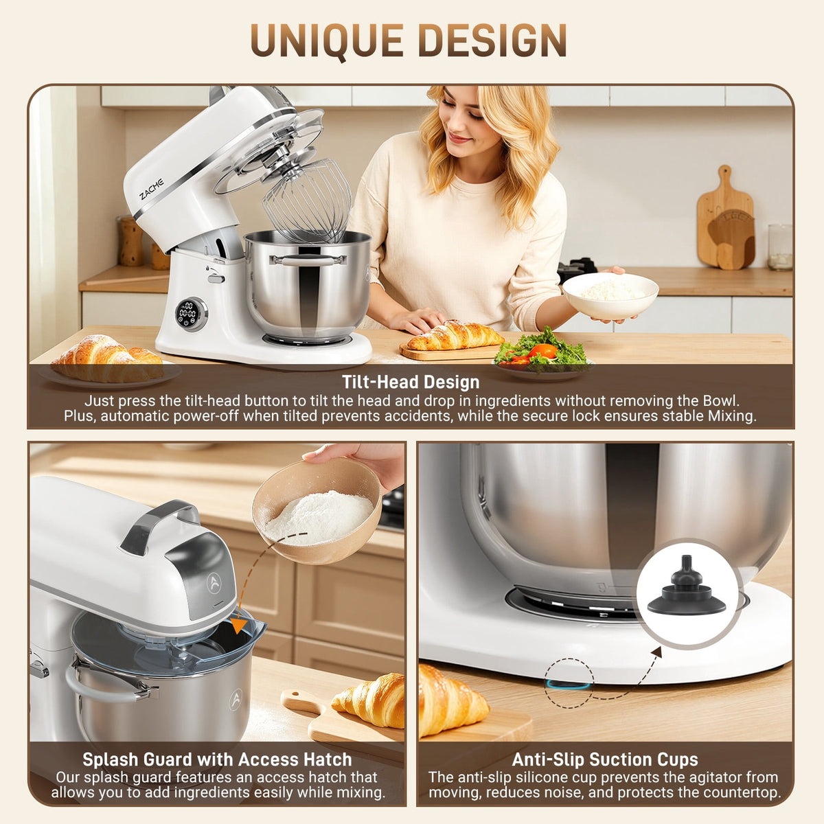 7QT Stand Mixer Aluminum Die Casting,650W 11 Speed Tilt-Head Kitchen Electric Stand Mixer, Household Food Mixer with Stainless Steel Bowl, Dough Hook, Whisk and Beater,Food Mixer for Baking, Cake