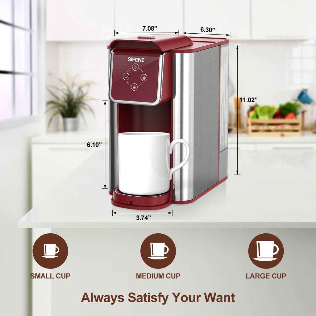 SIFENE 3-in-1 Single Serve Coffee Maker, Compatible with K Cup Capsules & Grounds, Tea Maker, 6-10 Oz Brew Sizes, 50 Oz Removable Reservoir, Fast Brew, Compact Design, 120V 1150W, Black