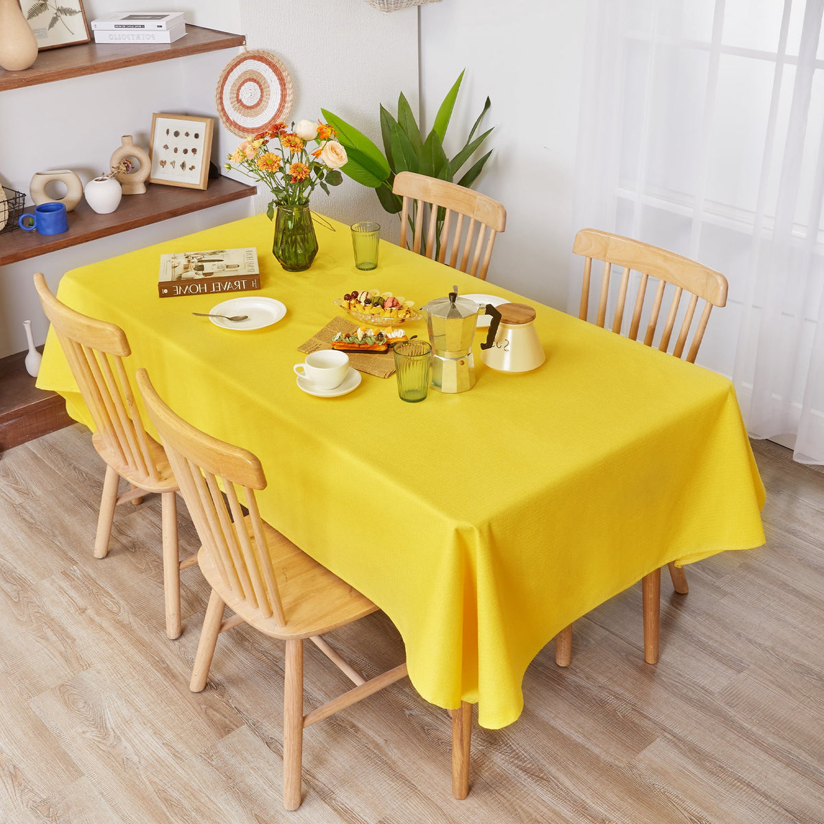 Deconovo Square Tablecloth with Waterproof Finish, Easy-Clean Polyester Table Cover, 54 x 54 Inch, Dark Gray