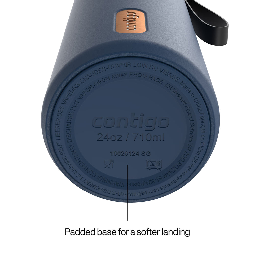 Contigo 24oz DualSip Insulated Stainless Steel Water Bottle with Built-In Straw and Drink Opening, Abyss Blue/Silver