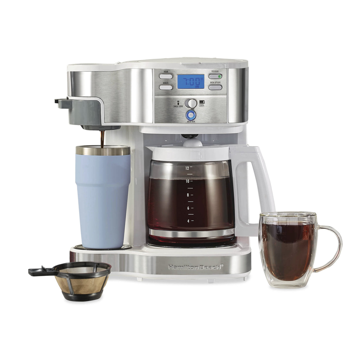 Hamilton Beach 2-Way Programmable Coffee Maker, Single Serve Coffee Maker & 12-Cup Coffee Pot, Black