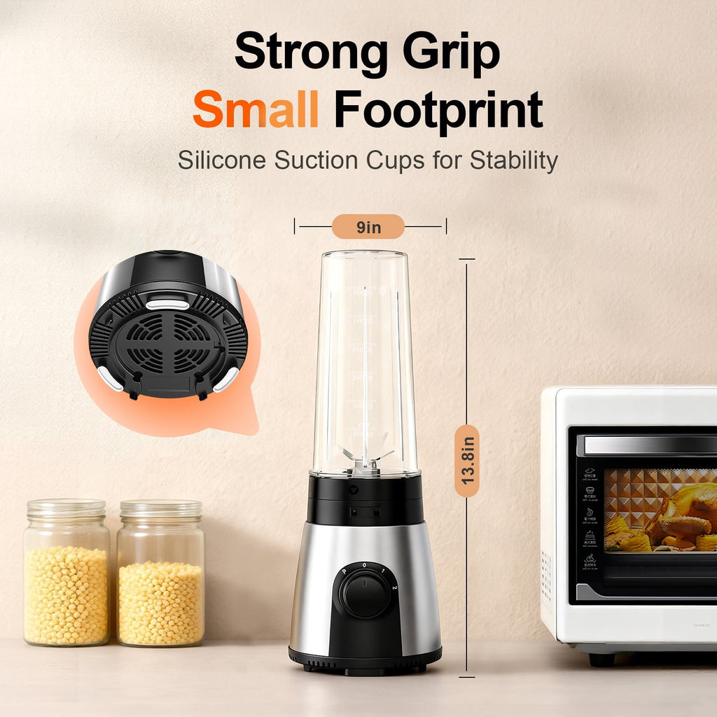 TINANA Single Serve Blender with 20oz & 10oz Cups, Portable Smoothie Maker with Grinder Cup, Personal Drink Mixer Blender, Dishwasher-Safe Cups
