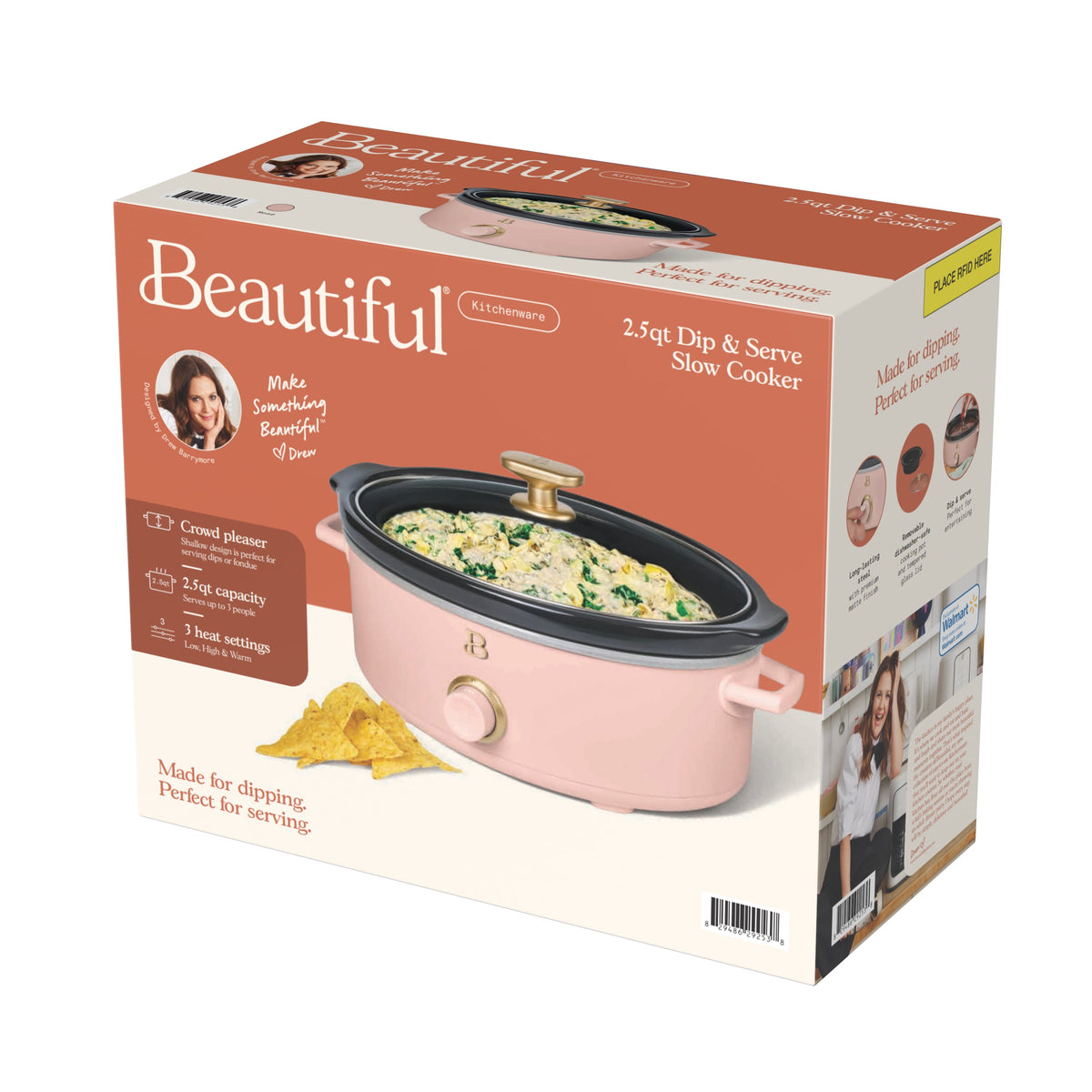 Beautiful 2.5 Qt Dip and Serve Manual Slow Cooker, Chocolate by Drew Barrymore