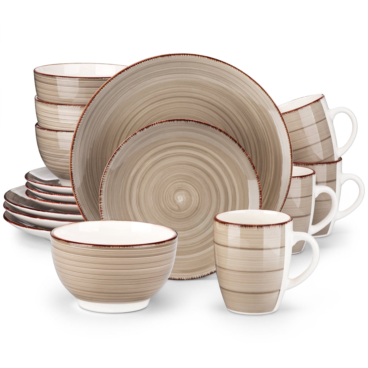 Vancasso 32 Pieces Dinnerware Sets for 8, Ceramic Plates and Bowls Sets, Scratch Resistant Dishes Set, Microwave & Dishwasher Safe, Colourful