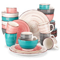 Vancasso 32 Pieces Dinnerware Sets for 8, Ceramic Plates and Bowls Sets, Scratch Resistant Dishes Set, Microwave & Dishwasher Safe, Colourful